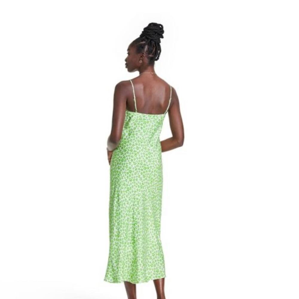 Rixo for Target Leopard Green Ruffle Slip Dress-S - Picture 2 of 6